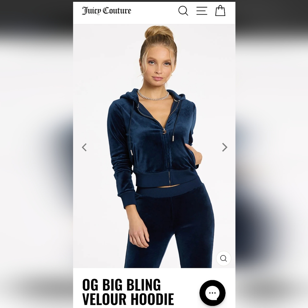 juice couture OG BIG BLING VELOUR HOODIE new L